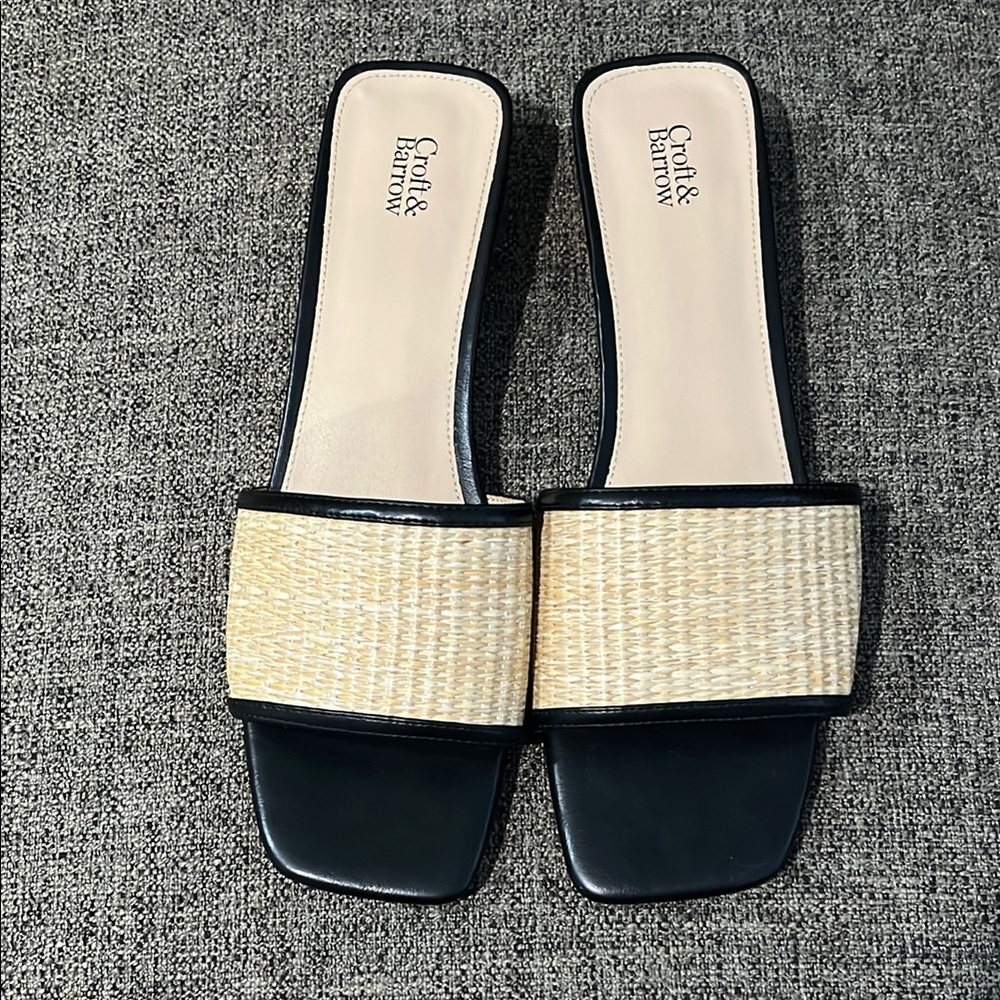 Croft & Barrow Camille Black and Cream Women's Sandals